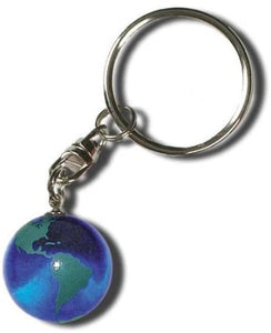 Blue Earth Marble Keytag Green Continents