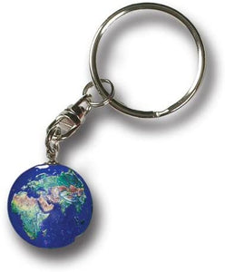Blue Earth Marble Keytag Natural Continents