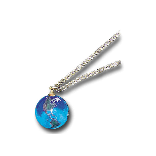 Blue Earth Marble Natural Continents Gold Fill Chain