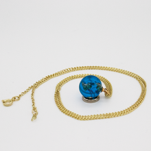 Blue Earth Marble Natural Continents Gold Fill Chain