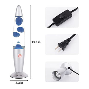 Lava Lamp Motion Lamp, 13.3-inch Lava Lamps for Adults,OPULARS Lamps for Kids Silver Base Lamp with Blue Wax in Clear Liquid,Relieve Stress Mood Lighting Christmas Halloween Decoration Birthday Gift
