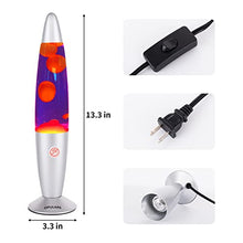 Lava Lamp 13.3-inch Motion Lamp, Lava Lamps for Adults and Kids,Silver Base Lamp with Orange/Yellow Wax in Purple Liquid,Christmas Halloween Decorative Lights Cool Stuff Birthday Gift