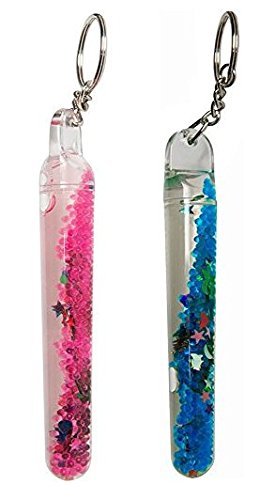 Glitter Wand Key Tag with Beeds and Moons and Stars Key Ring One Key Chain
