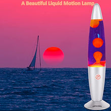Lava Lamp 13.3-inch Motion Lamp, Lava Lamps for Adults and Kids,Silver Base Lamp with Orange/Yellow Wax in Purple Liquid,Christmas Halloween Decorative Lights Cool Stuff Birthday Gift