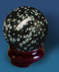 Universal Energy Sphere Orb Balls with Stand Snowflake Obsidian