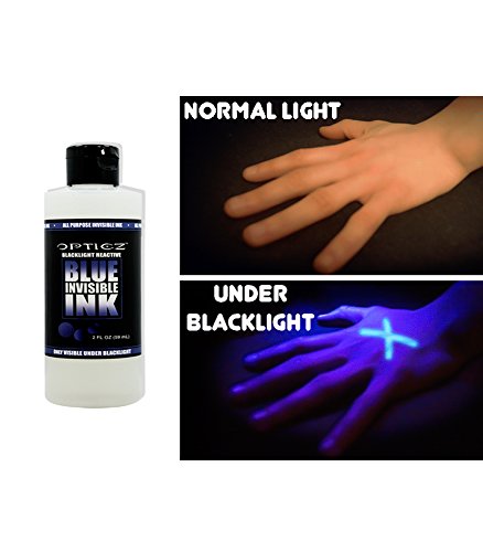 All Purpose Invisible Blue UV Blacklight Reactive Ink (2 Ounce Bottle)