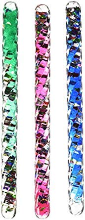 Spiral Glitter Teeny Wand 6.5 Inch Hand Fidget Wonder Tube (3-Pack)