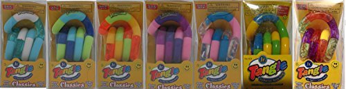 TANGLE Set of 7 Assorted Neon Sparkle Jr. Original Fidget Toys