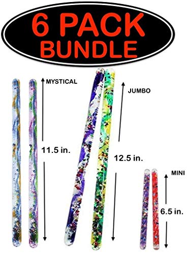 (2) Mystical Spiral Glitter Wands (2) Jumbo Spiral Glitter Wands and (2) Mini Spiral Glitter Wands