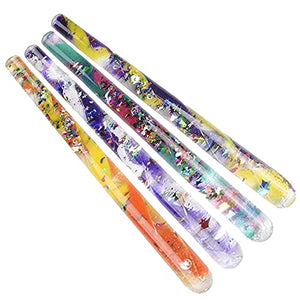 Jumbo Spiral Glitter Wands, Set of 4, Toy Wands for Kids with Mesmerizing Confetti, Calming Sensory Toys for Children, Kids’ Fidget Toys in Assorted Designs, Princess Party Favors