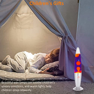 Lava Lamp 13.3-inch Motion Lamp, Lava Lamps for Adults and Kids,Silver Base Lamp with Orange/Yellow Wax in Purple Liquid,Christmas Halloween Decorative Lights Cool Stuff Birthday Gift