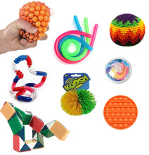 StarMagic Sensory Fidget Toys Set - 10 Pcs Stress Reducer Anxiety Relief Toys for Focus & Calm Great for Learning and Education Including A Tangle Jr. Textured and Koosh Ball