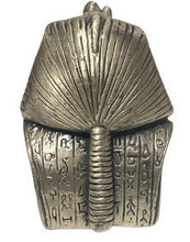 Royal Splendor: Miniature King Tut Pewter Statue with Hieroglyphic Back Detail