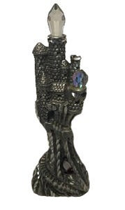 Mystical Pewter Castle: Miniature Wonderland with Crystal Torches and Spiral Staircase