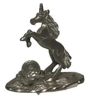 Pewter Unicorn Figurine with Crystal Ball - Mystical Fantasy Decor