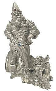 Pewter Commander Warrior Figure with Gargoyle - 2.7 Inches Height, Adorned with Beautiful Jewels