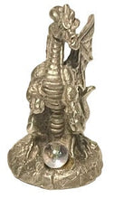 Majestic Pewter Regal Dragon with Crystal Ball - Enchanting 1.5-Inch Fantasy Sculpture
