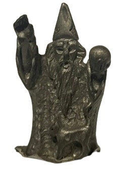 Pewter Wizard with Magical Orb - Enchanting 1.2-Inch Miniature Figurine